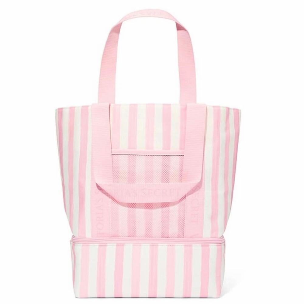 Victoria’s Secret COOLER Bag/tote Iconic Pink/White Striped Beach Bag Tote New